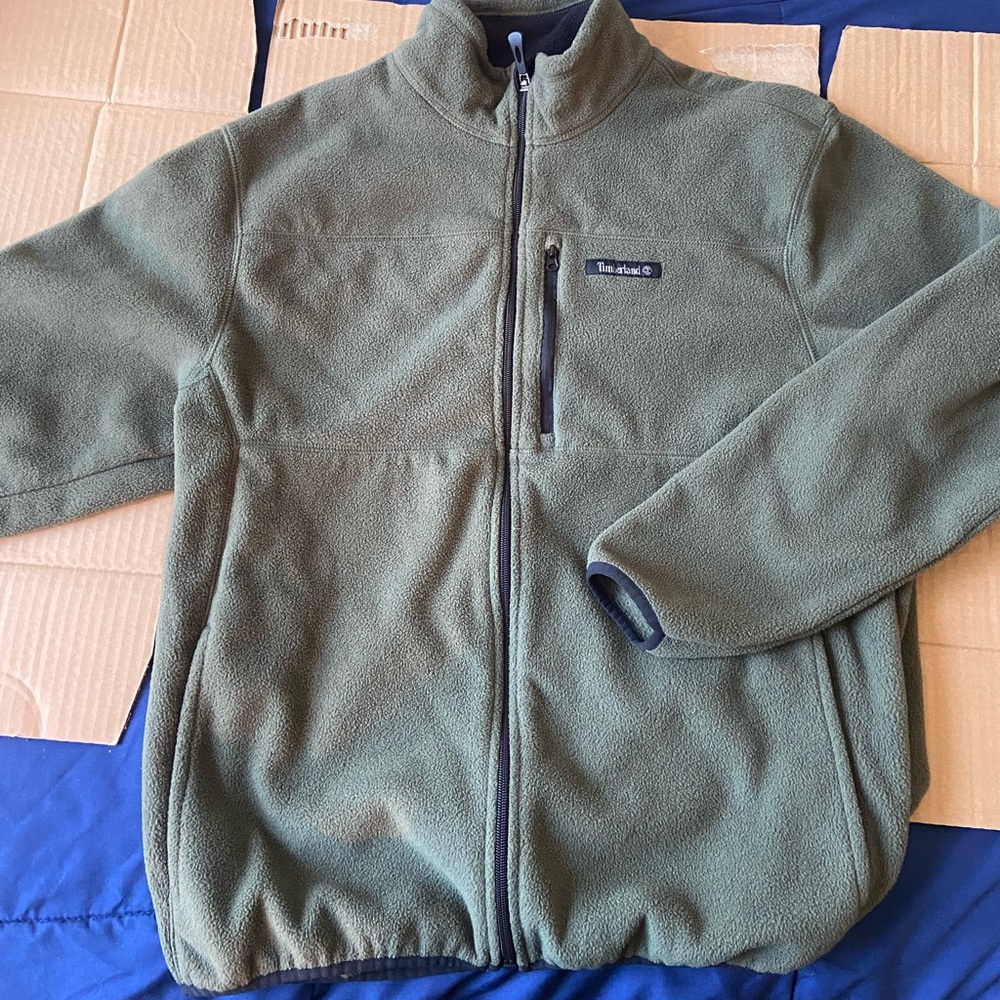 Timberland Green Fleece Jacket Full Zipper Mens Medium